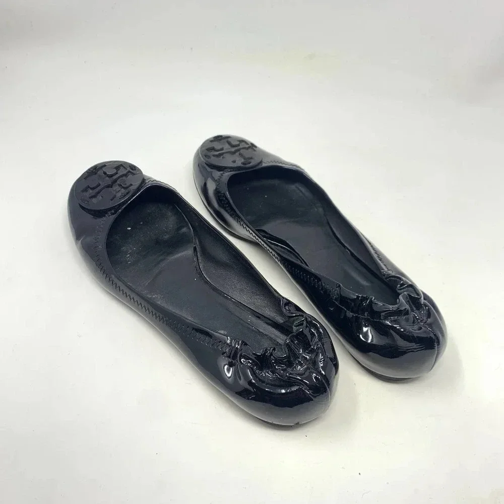 Tory Burch‎ Reva Classic Patent Leather Ballet Flats Black Size US 7.5